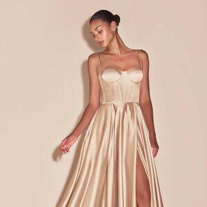 New Bridesmaid A-Line Plus Size Soft Satin Dress w/ Sweetheart Neckline CD337C